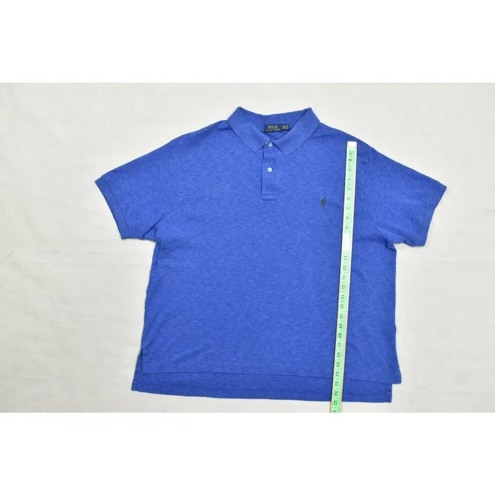 Polo Ralph Lauren Shirt Men 2XB Blue Heather Short Sleeve Cotton Big & Tall Pony